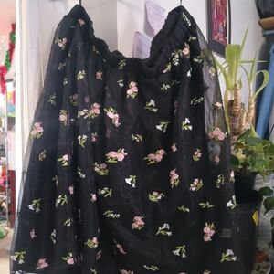 Floral Black Skirt